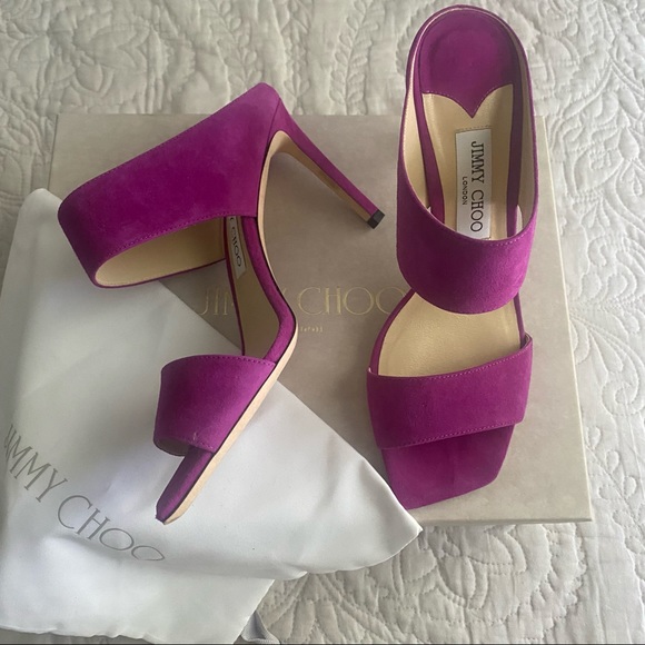 Jimmy Choo Magenta Suede Stilettos - Picture 7 of 10